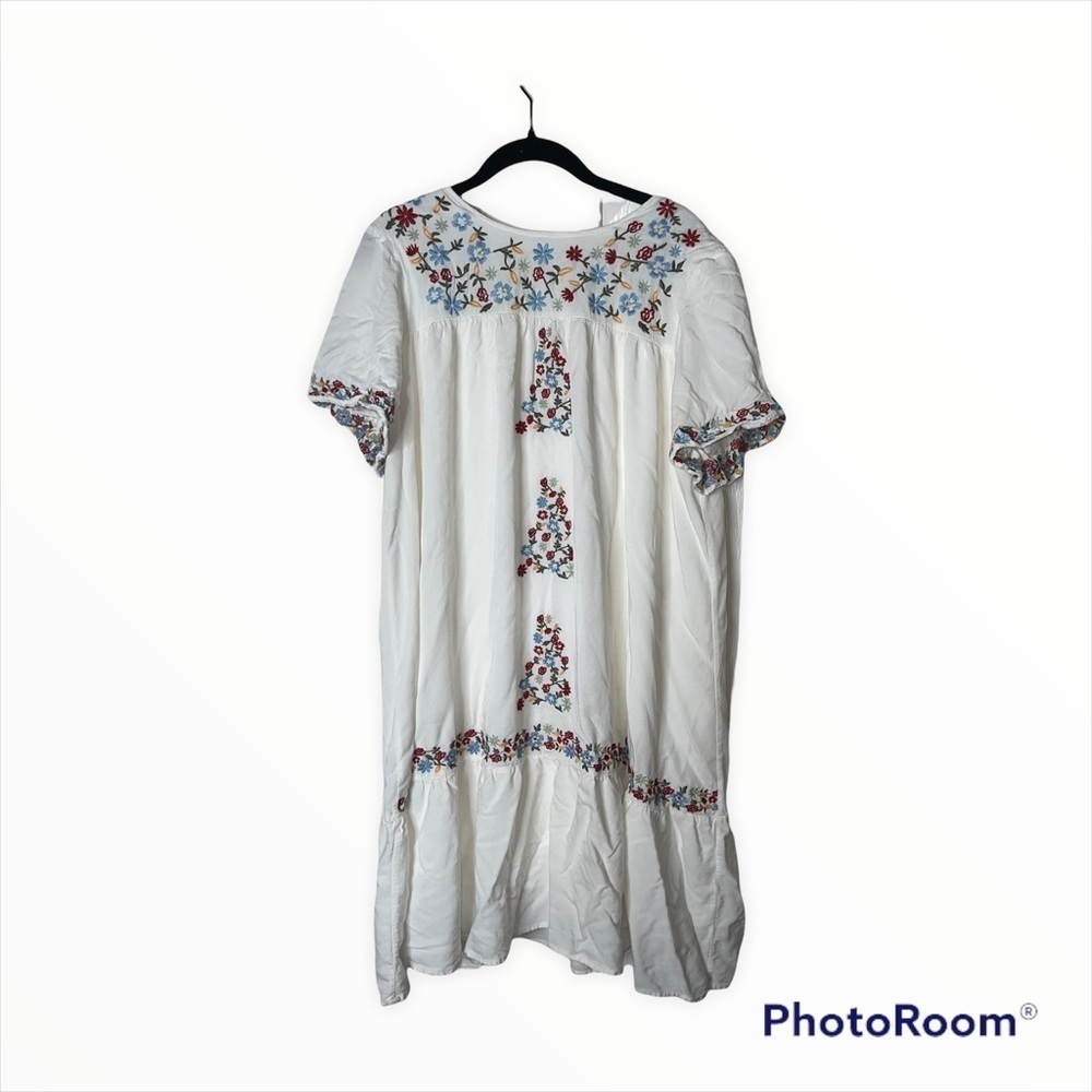 Orange Creek LA White Embroidered Floral Boho Midi Dress Large - Picture 8 of 12